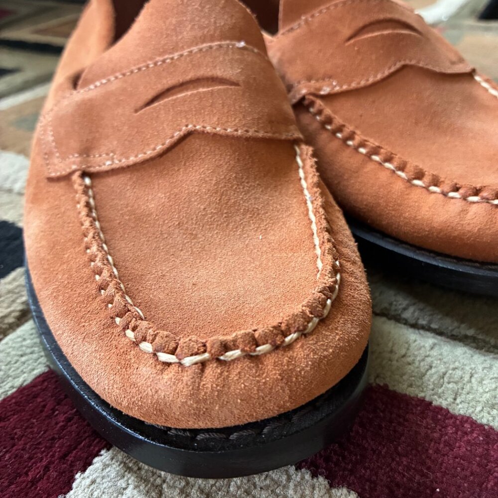 G.H. Bass Weejuns Mens Size 10 Brown/Orange Suede Penny Loafers Slip On Classic